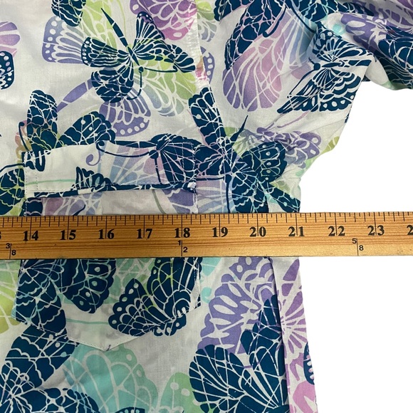 Victoria’s Secret Medium Butterfly Pattern Button Down Pajama Top Pocket Mature - Picture 9 of 12